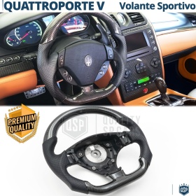 VOLANTE Deportivo para Maserati Quattroporte 5, Plano en Carbono y Piel | Reemplazo Ergonómico