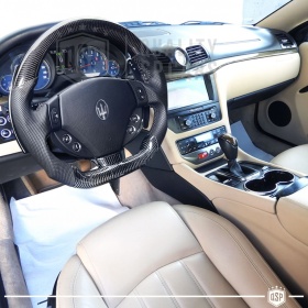 VOLANTE Deportivo para Maserati Quattroporte 5, Plano en Carbono y Piel | Reemplazo Ergonómico