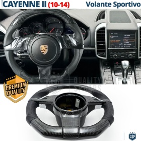 VOLANTE Deportivo para Porsche Cayenne 2 10-14, Plano Carbono y Piel | Reemplazo Ergonómico
