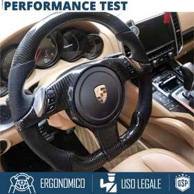 VOLANTE Deportivo para Porsche Cayenne 2 10-14, Plano Carbono y Piel | Reemplazo Ergonómico