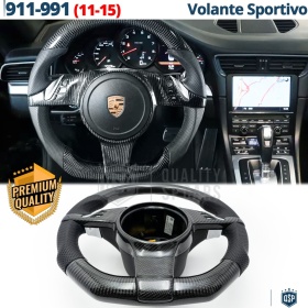 VOLANTE Deportivo para Porsche 911-991 11-15, Plano Carbono y Piel | Reemplazo Ergonómico