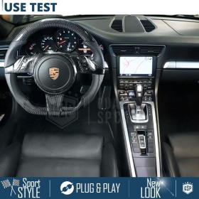 VOLANTE Deportivo para Porsche 911-991 11-15, Plano Carbono y Piel | Reemplazo Ergonómico