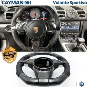 VOLANTE Deportivo para Porsche Cayman-981, Plano Carbono y Piel | Reemplazo Ergonómico