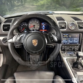 VOLANTE Deportivo para Porsche Cayman-981, Plano Carbono y Piel | Reemplazo Ergonómico