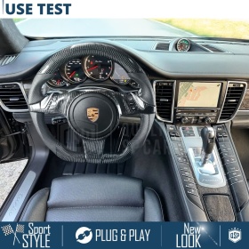 VOLANTE Deportivo para Porsche Panamera 09-16, Plano Carbono y Piel | Reemplazo Ergonómico