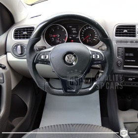 VOLANTE Deportivo para VW Polo 6C 14-18, Plano en Carbono y Piel | Reemplazo Ergonómico  Perfecto