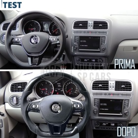 VOLANTE Deportivo para VW Polo 6C 14-18, Plano en Carbono y Piel | Reemplazo Ergonómico  Perfecto