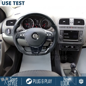 VOLANTE Deportivo para VW Polo 6C 14-18, Plano en Carbono y Piel | Reemplazo Ergonómico  Perfecto