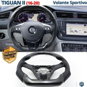 VOLANTE Deportivo para VW Tiguan AD1 16-20, Plano en Carbono y Piel | Reemplazo Ergonómico  Perfecto