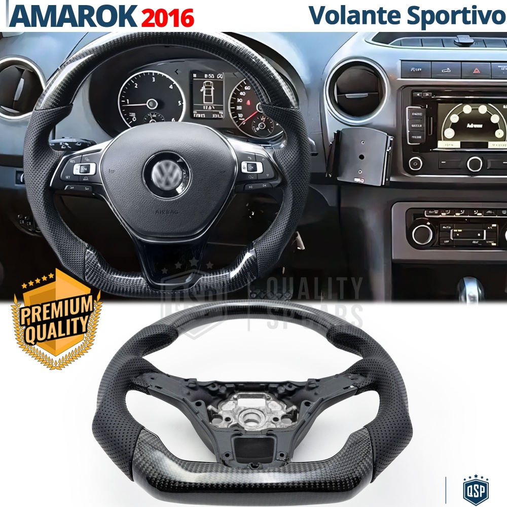 VOLANTE Deportivo para VW Amarok desde 2016, Plano en Carbono y Piel | Reemplazo Ergonómico