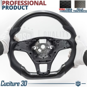 Sport STEERING WHEEL for VW Caddy 3 15-20, D Shape in Carbon and Leather | Replacement Ergonomic