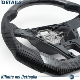 Sport STEERING WHEEL for VW Caddy 3 15-20, D Shape in Carbon and Leather | Replacement Ergonomic