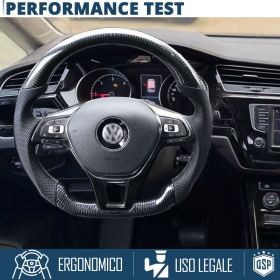 Sport STEERING WHEEL for VW Caddy 3 15-20, D Shape in Carbon and Leather | Replacement Ergonomic