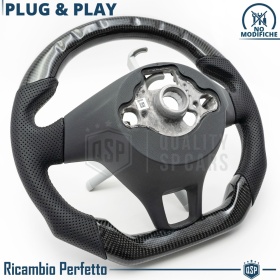 Sport STEERING WHEEL for VW Caddy 3 15-20, D Shape in Carbon and Leather | Replacement Ergonomic