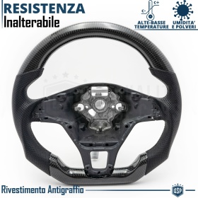 Sport STEERING WHEEL for VW Caddy 3 15-20, D Shape in Carbon and Leather | Replacement Ergonomic