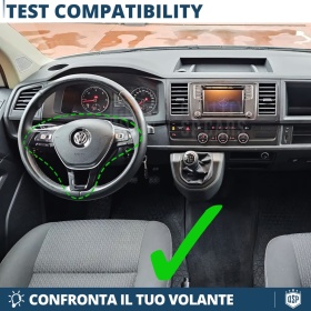 VOLANTE Deportivo para VW Transporter T5-T6 14-19, Plano en Carbono y Piel | Reemplazo Ergonómico