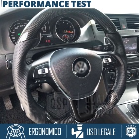 VOLANTE Deportivo para VW Transporter T5-T6 14-19, Plano en Carbono y Piel | Reemplazo Ergonómico