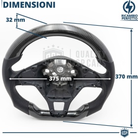 VOLANTE Deportivo para VW Transporter T5-T6 14-19, Plano en Carbono y Piel | Reemplazo Ergonómico