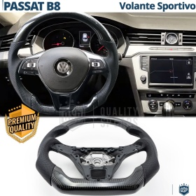 VOLANTE Deportivo para VW Passat B8, Plano en Carbono y Piel | Reemplazo Ergonómico