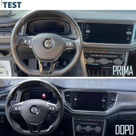 VOLANTE Deportivo para VW T-Roc 17-22, Plano en Carbono y Piel | Reemplazo Ergonómico