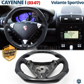 VOLANTE Deportivo para Porsche Cayenne 1 03-07, Plano en Carbono y Piel | Reemplazo Ergonómico
