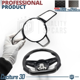 VOLANTE Sportivo Per Audi A3, S3, RS3 (8V) 16-20, Base Piatta in Carbonio e Pelle | Ricambio Ergonomico