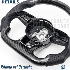 VOLANTE Sportivo Per Audi A3, S3, RS3 (8V) 16-20, Base Piatta in Carbonio e Pelle | Ricambio Ergonomico