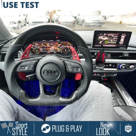 VOLANTE Deportivo para Audi A5, S5 (8W6) 16-20, Plano en Carbono y Piel | Reemplazo Ergonómico