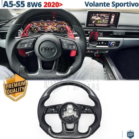 VOLANTE Deportivo para Audi A5 8W6 desde 2020, Plano en Carbono y Piel | Reemplazo Ergonómico