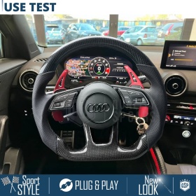 VOLANTE Deportivo para Audi Q2, SQ2 16-20, Plano en Carbono y Piel | Reemplazo Ergonómico