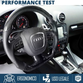 VOLANTE Deportivo para Audi A3 8P-8PA 08-12, Plano en Carbono y Piel | Reemplazo Ergonómico