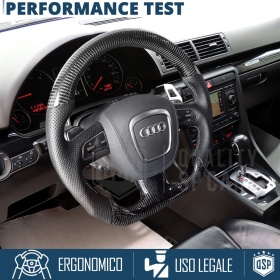 VOLANTE Deportivo para Audi A4 B7, Plano en Carbono y Piel | Reemplazo Ergonómico