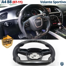 VOLANTE Deportivo para Audi A4 B8 07-11, Plano en Carbono y Piel | Reemplazo Ergonómico