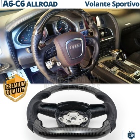 VOLANTE Deportivo para Audi A6 C6 Allroad, Plano en Carbono y Piel | Reemplazo Ergonómico