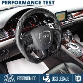 VOLANTE Deportivo para Audi A8 D3-4E 05-09, Plano en Carbono y Piel | Reemplazo Ergonómico