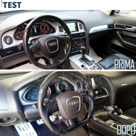 VOLANTE Deportivo para Audi A6 C6, Plano en Carbono y Piel | Reemplazo Ergonómico