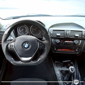 VOLANTE Deportivo para BMW Serie 1 F20 F21 15-18, Plano en Carbono y Piel | Reemplazo Ergonómico