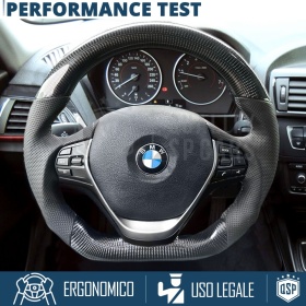 VOLANTE Deportivo para BMW Serie 1 F20 F21 15-18, Plano en Carbono y Piel | Reemplazo Ergonómico