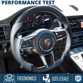 VOLANTE Deportivo para Porsche Macan 18-21, Plano en Carbono y Piel | Reemplazo Ergonómico