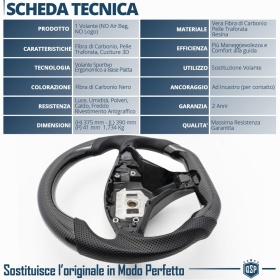 VOLANTE Deportivo para Tesla Model S 16-20, Plano en Carbono y Piel | Reemplazo Ergonómico