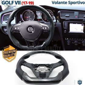 VOLANTE Deportivo para VW Golf 7 17-19, Plano en Carbono y Piel | Reemplazo Ergonómico  Perfecto