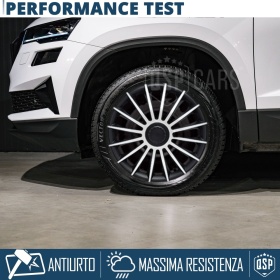 4 Car Wheel Trims Covers 13'' Inch Universal, Silver and Black Sports Trims 15 Spokes | MADE IN EU