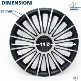 4 Tapacubos Embellecedores 14'' Pulgadas Universales, Plateadas y Negras, 15 Radios | HECHO EN UE