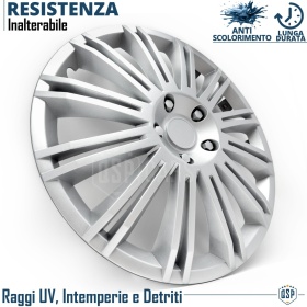 4 Tapacubos Embellecedores 13'' Pulgadas Universales, Plateadas, 12 Radios | HECHO EN UE