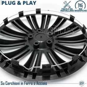 4 Tapacubos Embellecedores 13'' Pulgadas Universales, Plateadas, 12 Radios | HECHO EN UE