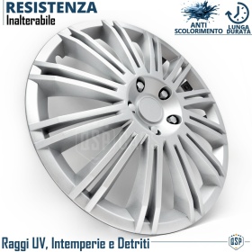 4 Tapacubos Embellecedores 16'' Pulgadas Universales, Plateadas, 12 Radios | HECHO EN UE