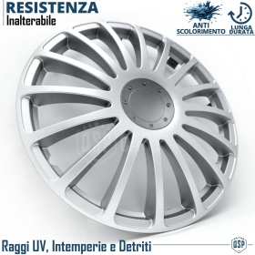 4 Tapacubos Embellecedores 13'' Pulgadas Universales, Plateadas, 16 Radios | HECHO EN UE