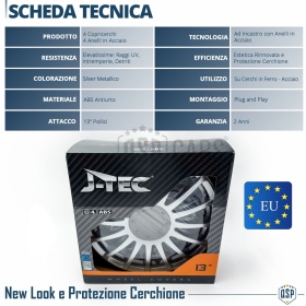 4 Tapacubos Embellecedores 13'' Pulgadas Universales, Plateadas, 16 Radios | HECHO EN UE