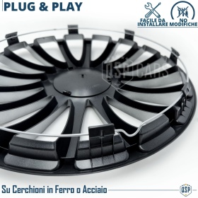 4 Tapacubos Embellecedores 13'' Pulgadas Universales, Plateadas, 16 Radios | HECHO EN UE
