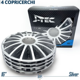 4 Car Wheel Trims Covers 16'' Inch Universal, Silver Sports Trims 16 Spokes | MADE IN EU